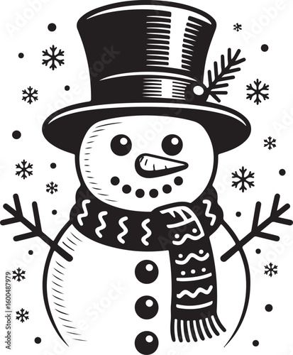 Winter Snowman Clipart Vector

