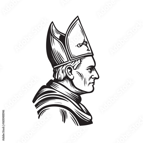 Bishop character profile in religious attire for projects