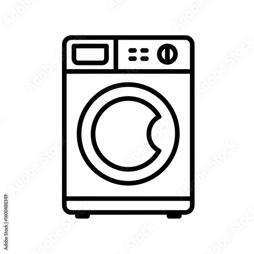 Washing machine with front loading door in minimalist design  
