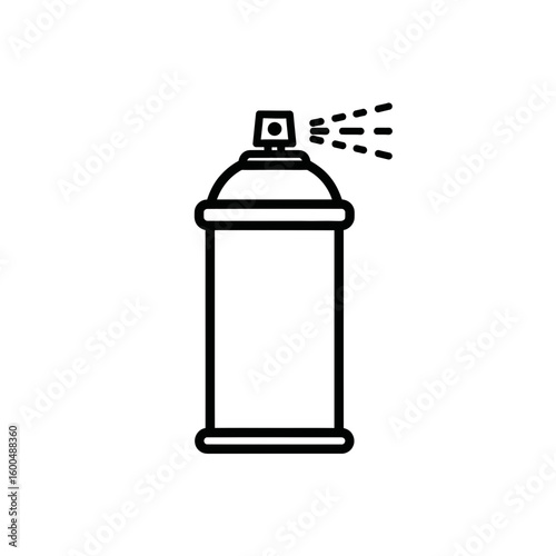 Spray paint can with spray nozzle in black outline design  