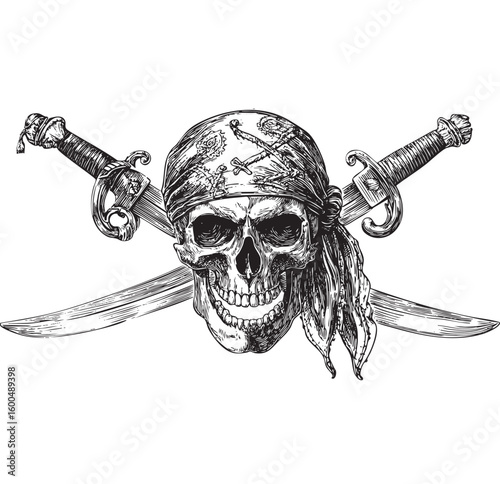 Pirate skull with crossed swords design for Halloween event