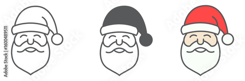 Santa Claus icon collection, merry christmas and xmas, new year sign vector set graphics, editable stroke linear icon, eps 10