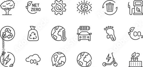 Minimal Icons Set – Global, Gear, Eye, Store, Web, Planet, Technology, Business, Navigation, Outline, Graphic, Line Icons, World, System, Vision, Market, UI, Simple, Interface