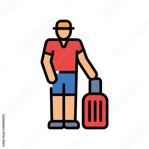 Tourist color line icon.
