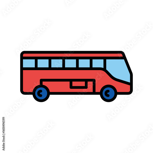 Tour Bus color line icon.