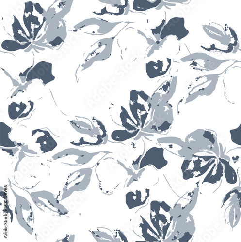 abstract, vector, monochrome, big flowers, all over textiles design, illustration digital image can be used for wrapping paper