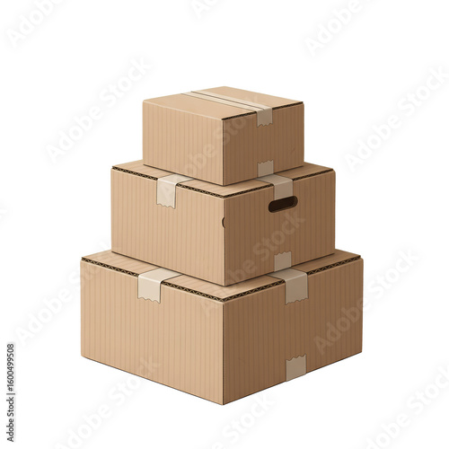 Stacked Cardboard Boxes Packaging Shipping Parcel Moving Carton Illustration Isolated Transparent PNG Image