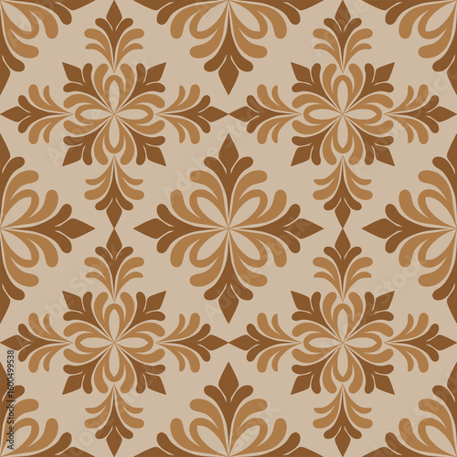 Classic brown damask pattern seamless vector with vintage damask pattern and elegant damask pattern tile for luxury designs.