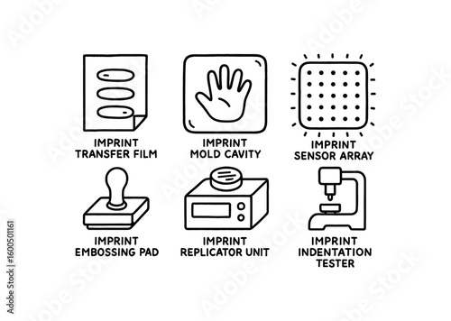 hand drawn cute out doodle style isolated imprint traer film imprint mold cavity imprint sensor array imprint embossing pad imprint replicator unit imprint indentation tester