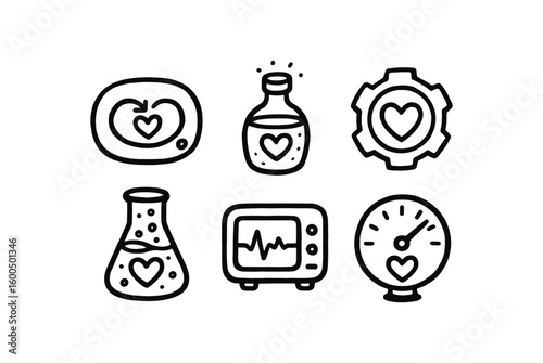 hand drawn cute out doodle style isolated life echo loop recorder life vitality indicator life genesis reactor life proliferation marker life heartbeat monitor life rhythm gauge