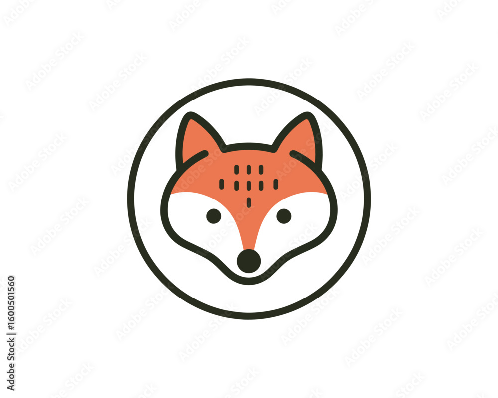 Obraz premium Minimalist Fox Emblem A Stylized Vector Icon in Circular