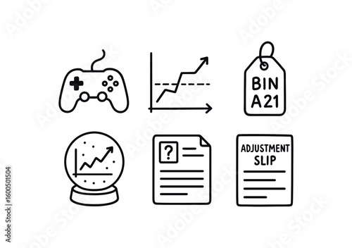 hand drawn cute out doodle style isolated stock controller turnover rate chart stock controller threshold marker stock controller bin location tag stock controller forecast model stock
