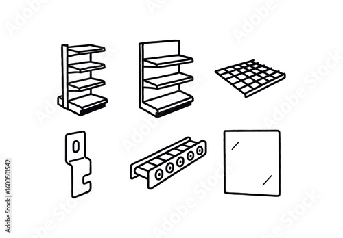 hand drawn cute out doodle style isolated shelf system gondola arm shelf system end cap rail shelf system wire decking shelf system shoring clip shelf system roller track shelf system back