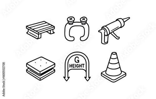 hand drawn cute out doodle style isolated bridge decking sample bridge cable clamp bridge joint sealant bridge bearing pad bridge loading gauge bridge safety cone