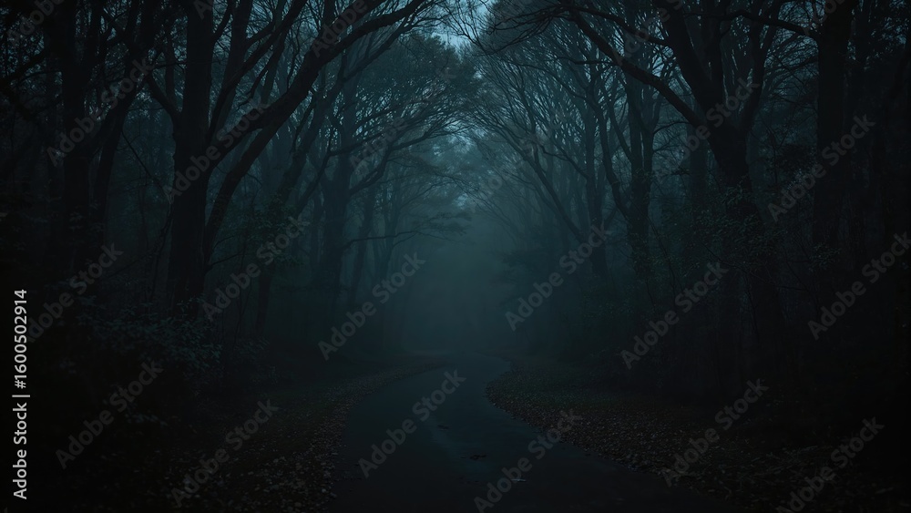 Obraz premium Foggy pathway through the woods