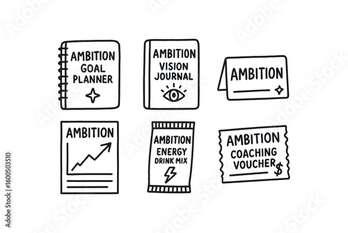 hand drawn cute out doodle style isolated ambition goal planner ambition vision journal ambition motivational desk plaque ambition growth chart ambition energy drink mi ambition coaching