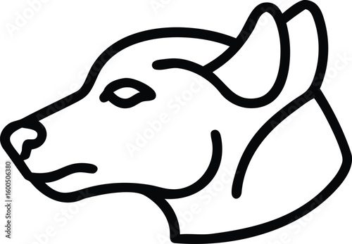 dog head, realistic, black and white illustration, digital art, high detail, precise lines, sharp contrast
