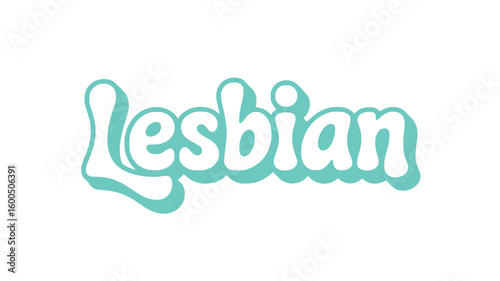 Lesbian Pride Retro Teal Text