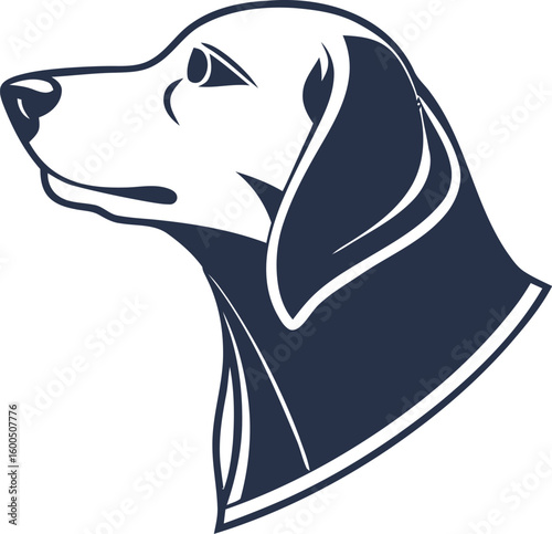 dog head, realistic, black and white illustration, digital art, high detail, precise lines, sharp contrast
