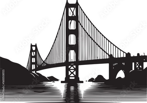 Golden gate bridge black silhouette vector, bridge isolated
By Vintage Design