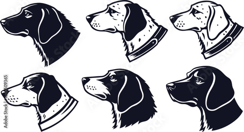 dog head, realistic, black and white illustration, digital art, high detail, precise lines, sharp contrast
