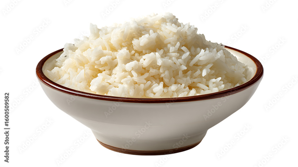 Bowl of fluffy white rice isolated on transparent background Bowl of fluffy white rice isolated on transparent background