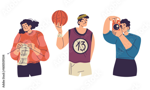 A Vibrant Collection of Diverse Characters Actively Engaged in Exciting Sports and Photography