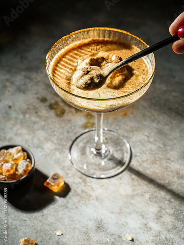 affogato making coffee with ice cream