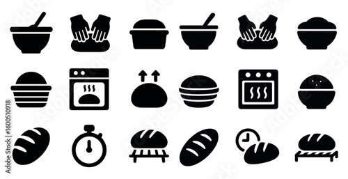 Baking and cooking solid icons set – filled, kitchen, culinary symbols for recipes