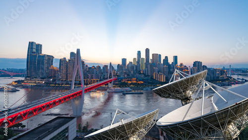 Ground satellite base stations and thriving city downtown areas
