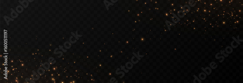 Vector magic glow. Flickering light png, sparkling magic dust png. Magic golden light particles. Christmas light.