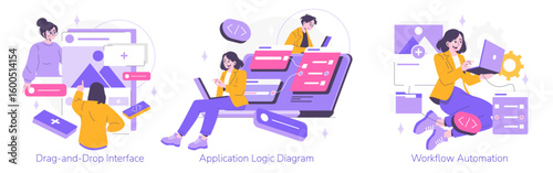 Creative Workflow with Drag and Drop Interface Illustration
