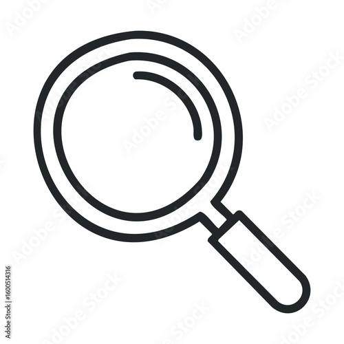 Simple black magnifying glass icon on white background