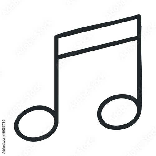 Simple music note icon with double staves in black outline