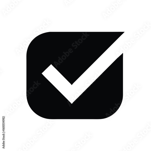 Black and White Check Mark Validation Symbol