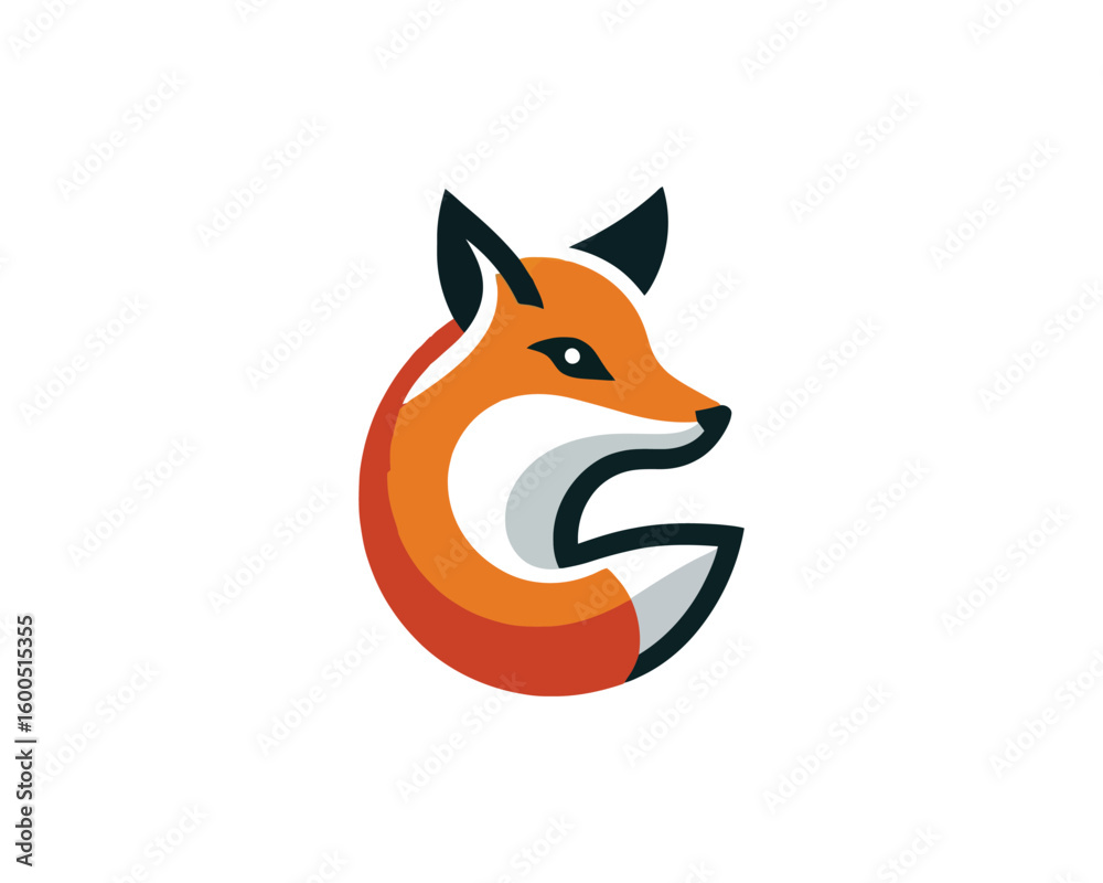 Obraz premium Geometric Fox Head Emblem A Striking Vector Illustration
