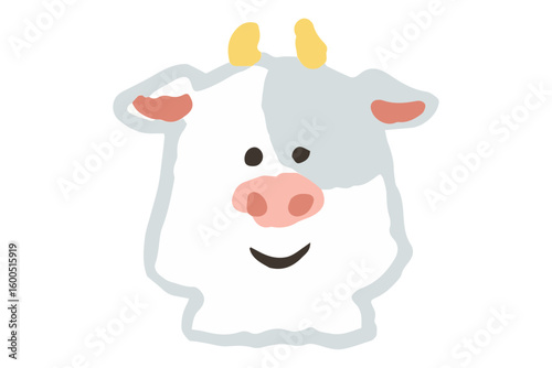 ウシの可愛い手描きアイコン