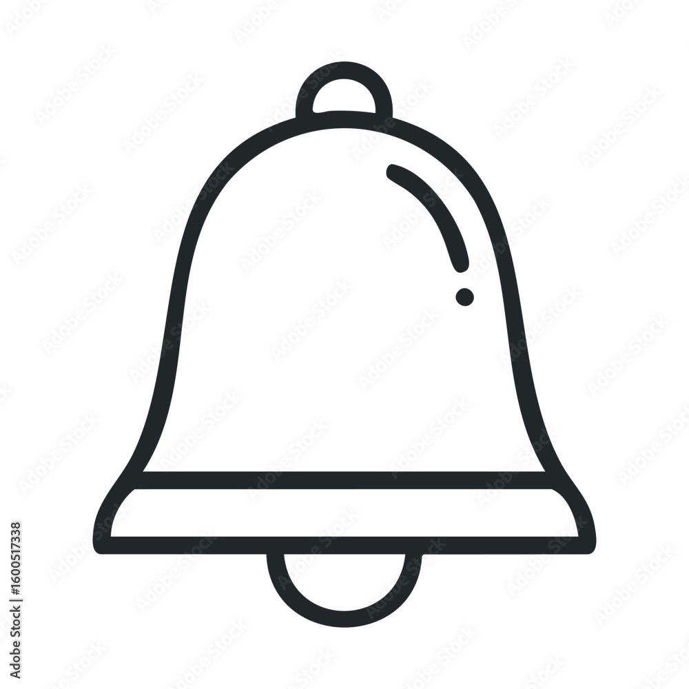 Minimalistic bell icon in black outline on white background Minimalistic bell icon in black outline on white background