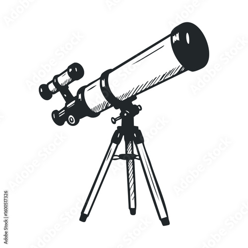 Illustration of a telescopic device on tripod ideal for stargazing