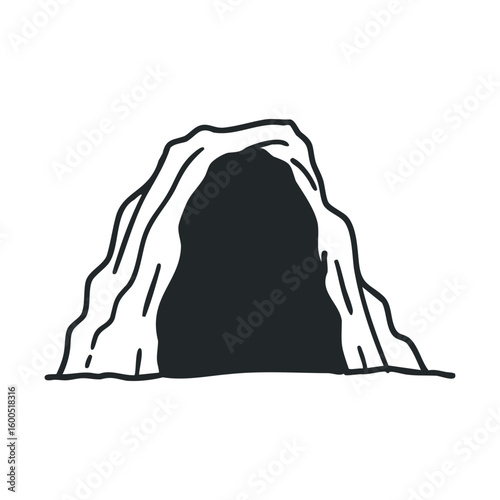 Simple monochrome illustration of a cave entrance