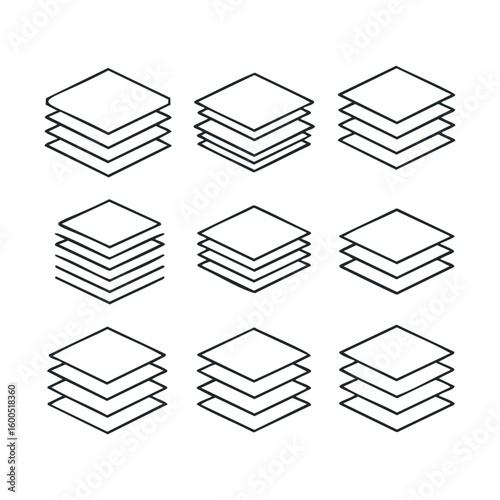 Seamless geometric pattern of stacked squares in a repetitive grid layout