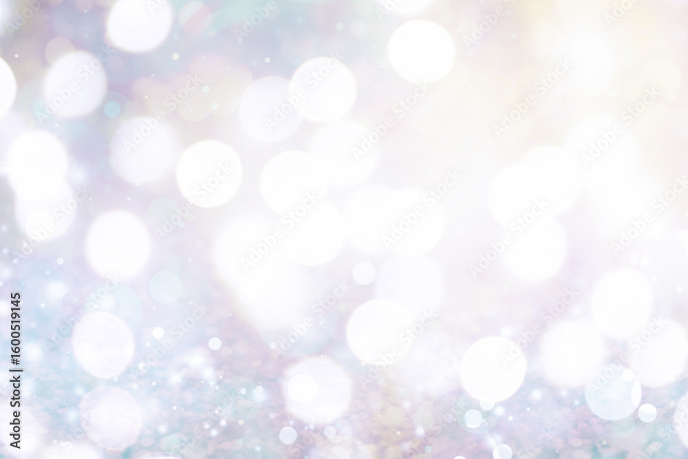 Obraz premium Blurred shiny silver background with sparkling glitter, bokeh effect