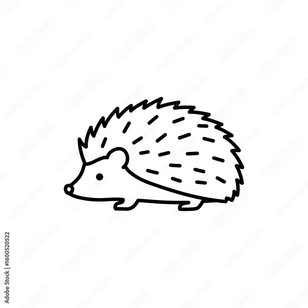 Obraz premium Thin Linear Illustration of a Hedgehog