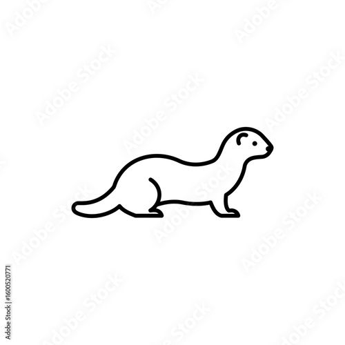 Minimal line art of ferret in sitting position