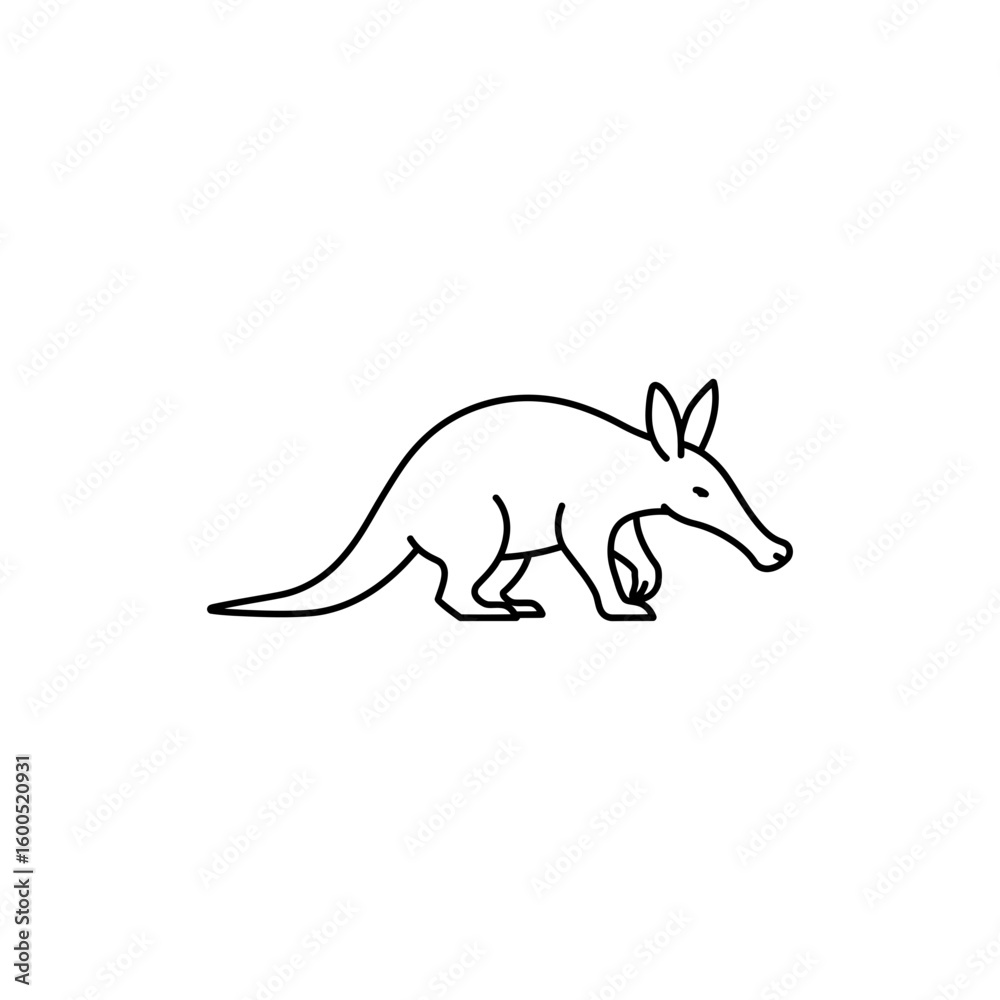 Fototapeta premium Outline of an Aardvark in Thin Linear Style