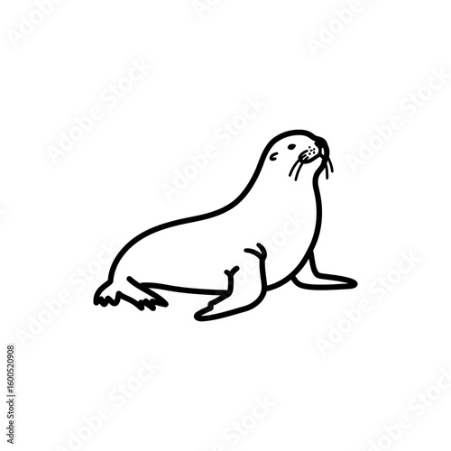 Minimal Silhouette Icon of a Sea Lion in Side View