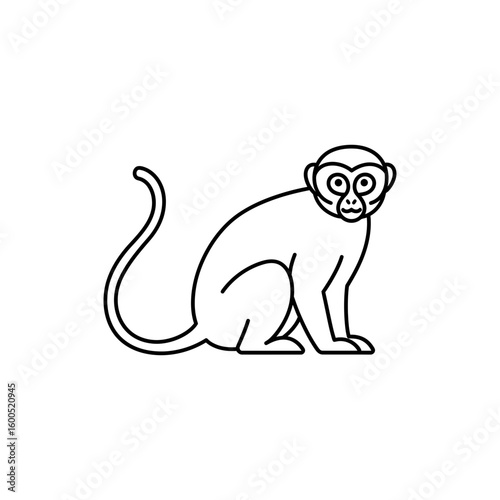 Minimal Outline of a Vervet Monkey in Side View