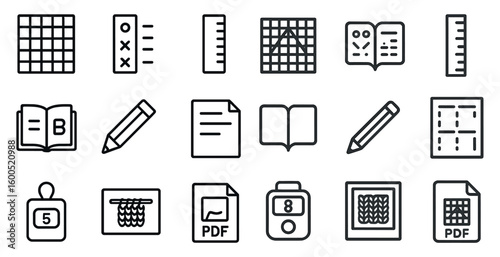Educational and school line icons set – outline, linear, academic and study symbols