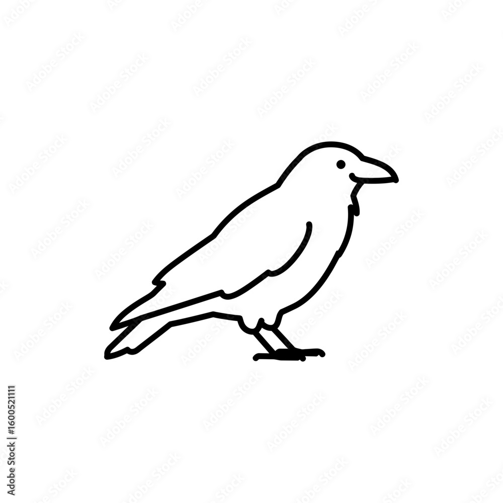 Fototapeta premium Minimal black outline of crow in silhouette