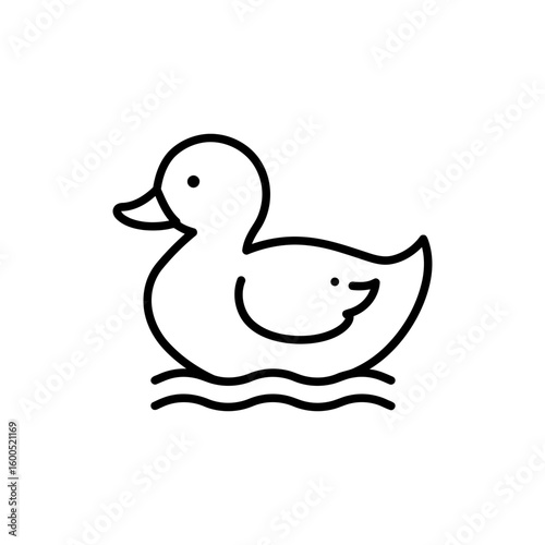 Minimal outline of a duck floating on water